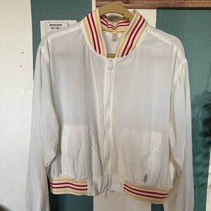 Free People Bomber Jacket with Stripe Trim